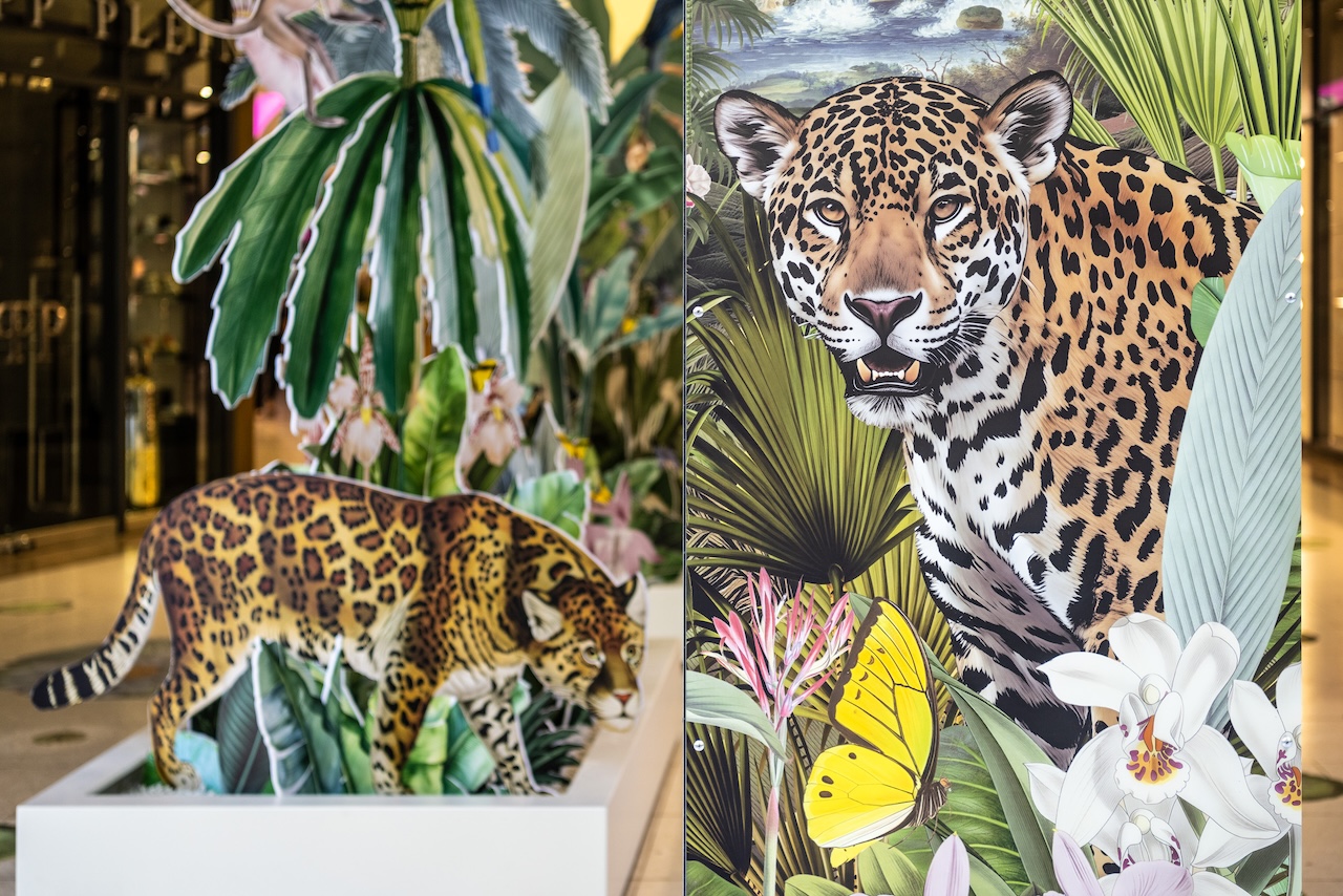 Summer Jungle — Jaguar-Detail aus konturgefrästen Vintage-Illustrationen
